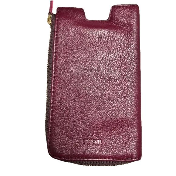 Y2K NWT Fossil Pink Rose Leather Phone Case Wallet CHIC - Picture 2 of 7